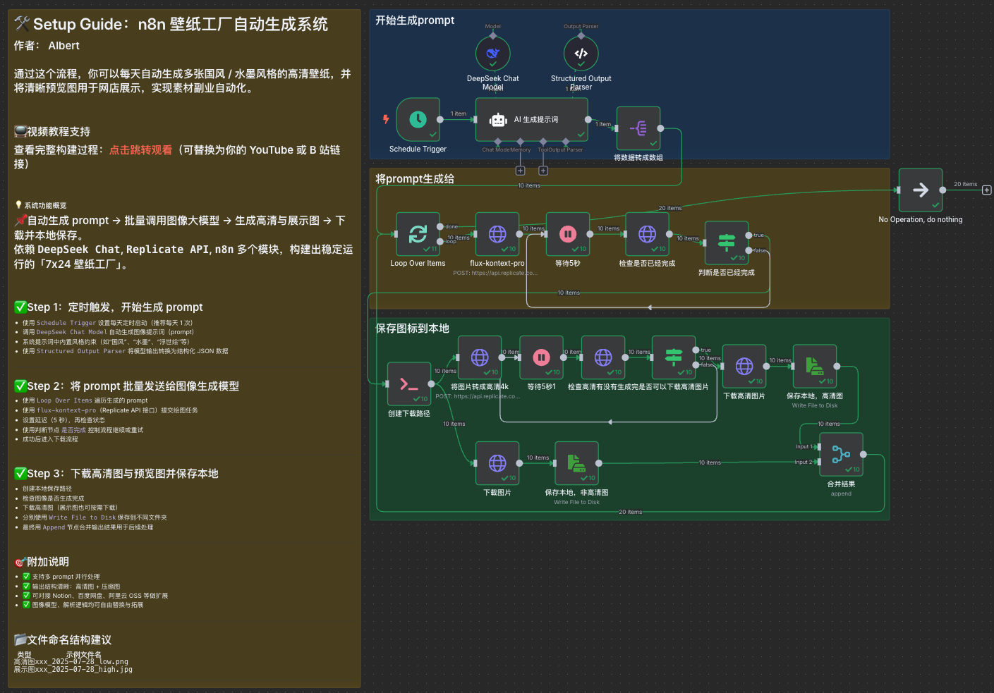 n8n 自动化壁纸生成工作流